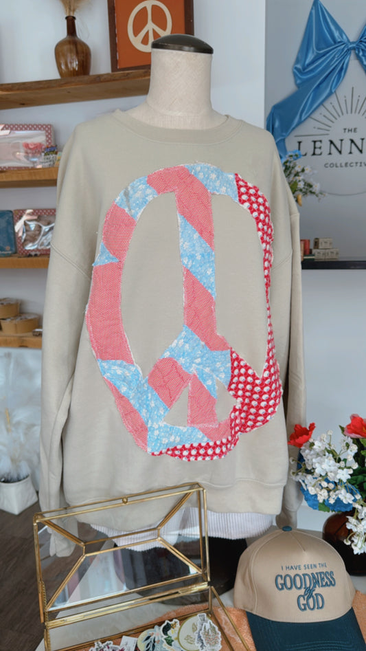 Vintage Quilt Sweatshirt - Tan Large