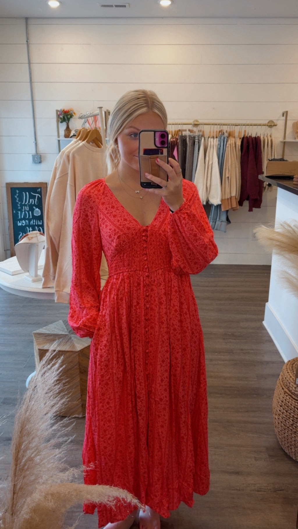 Pink And Red Floral Dress