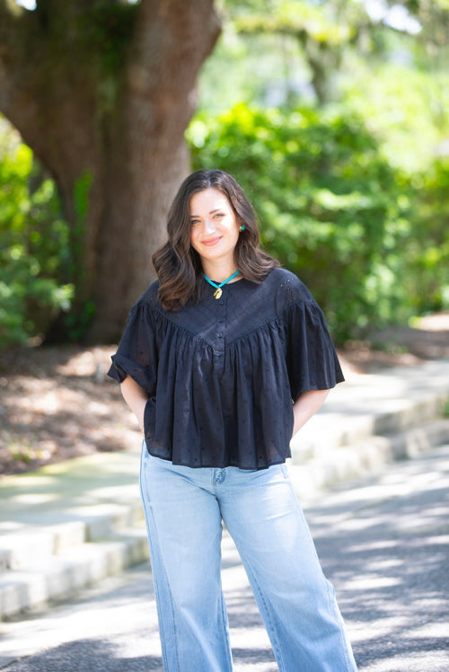 Black Embroidered Blouse