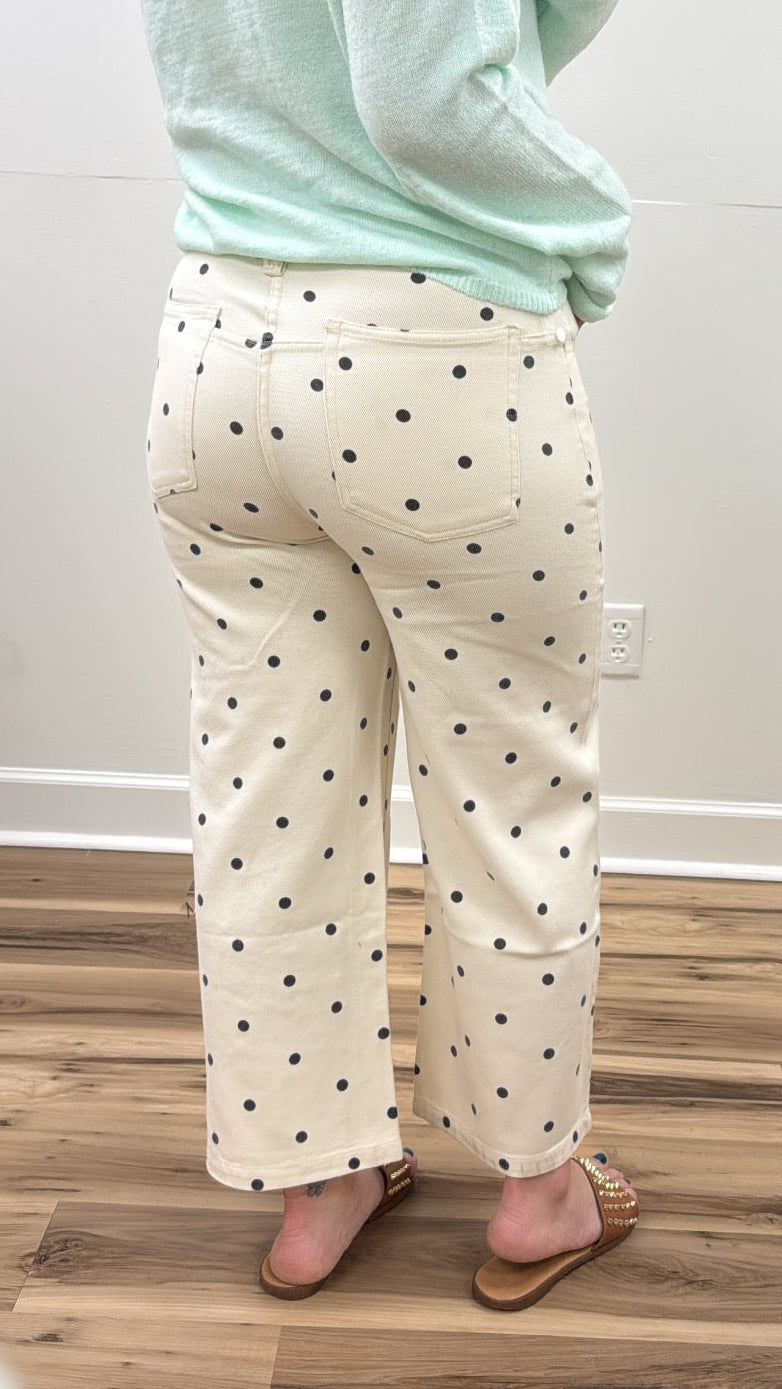 Polka Dot Straight Leg Pants