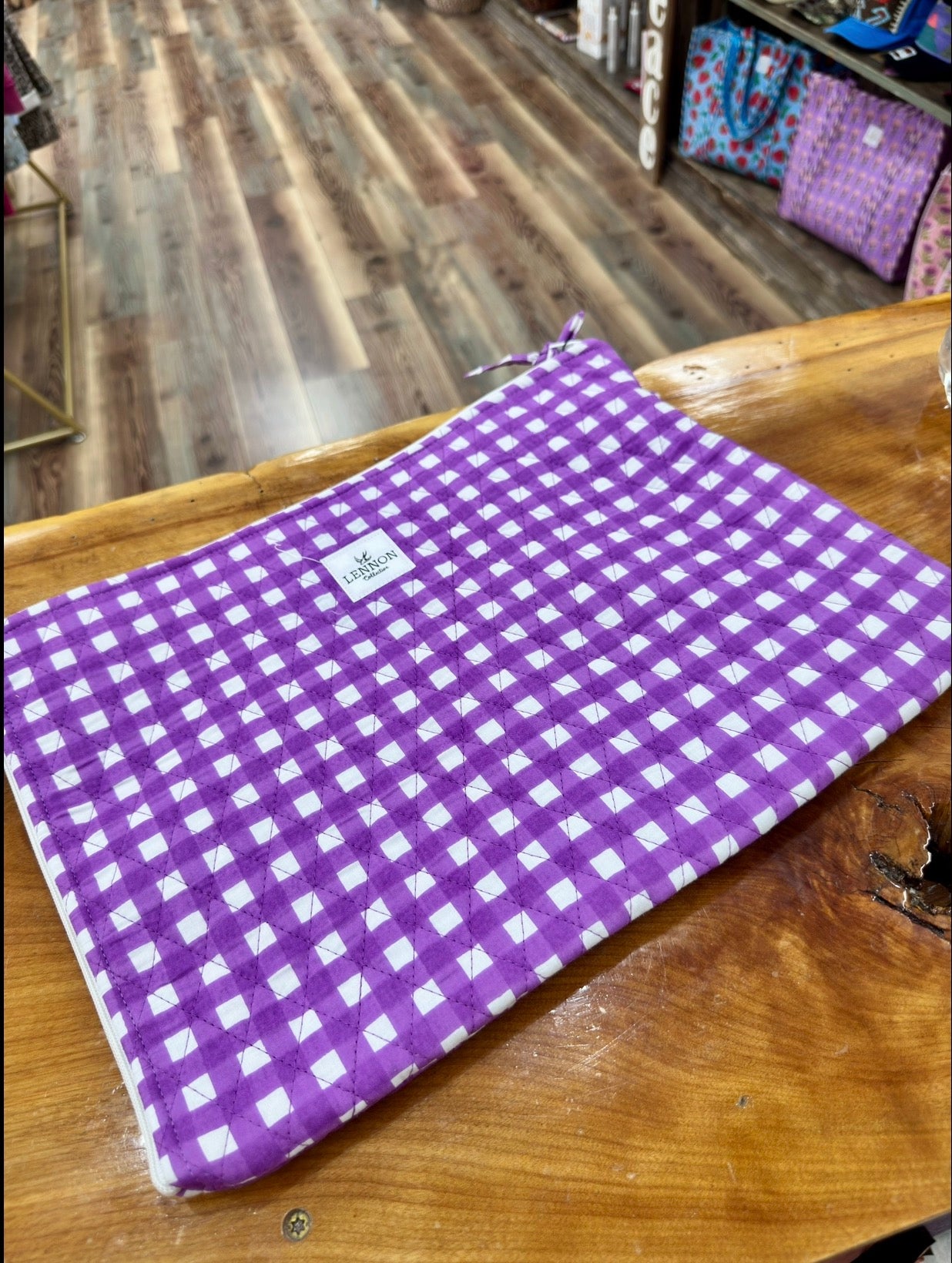 Purple Gingham Laptop Bag