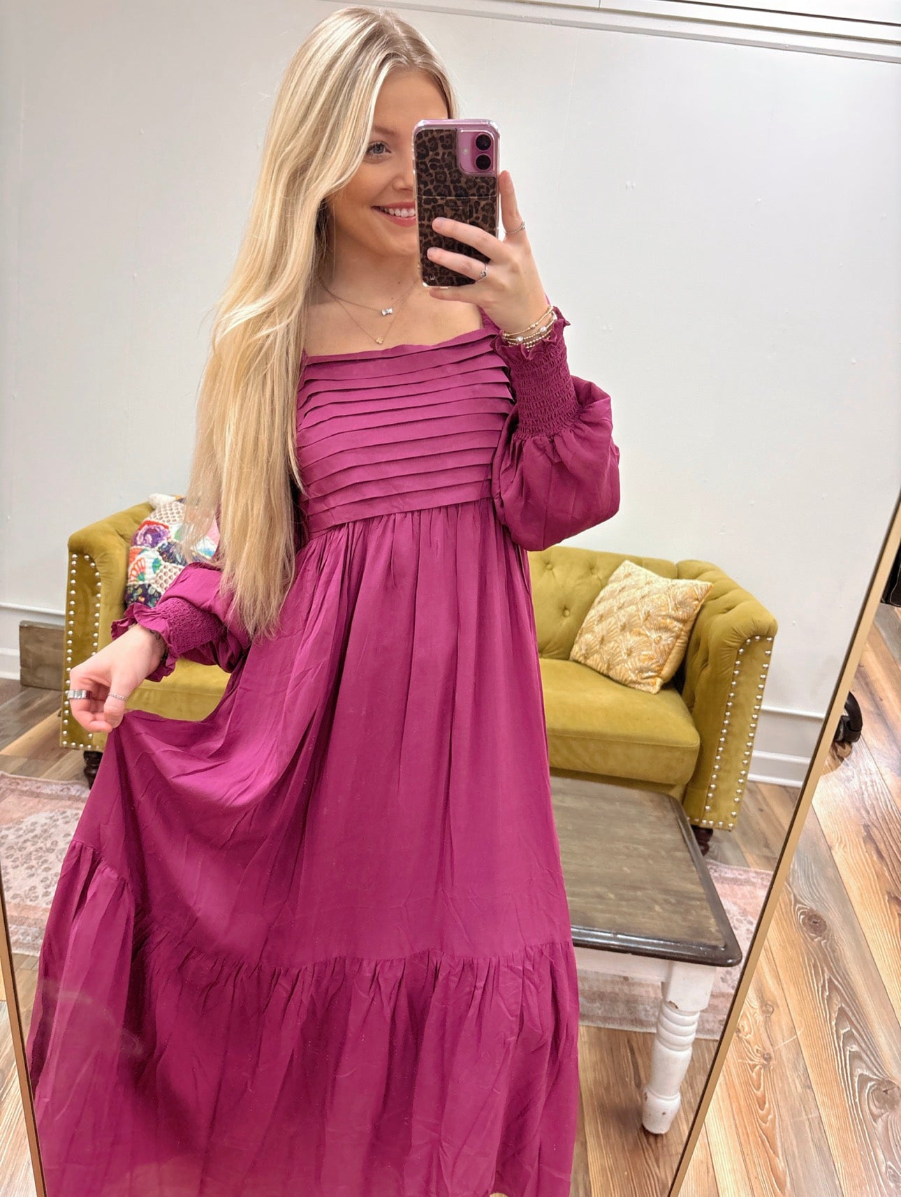 Mulberry Pleated Maxi Dress