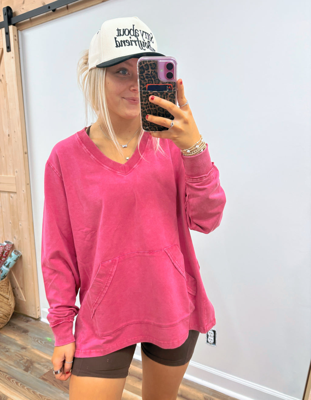 Plum Pink V-Neck Pullover