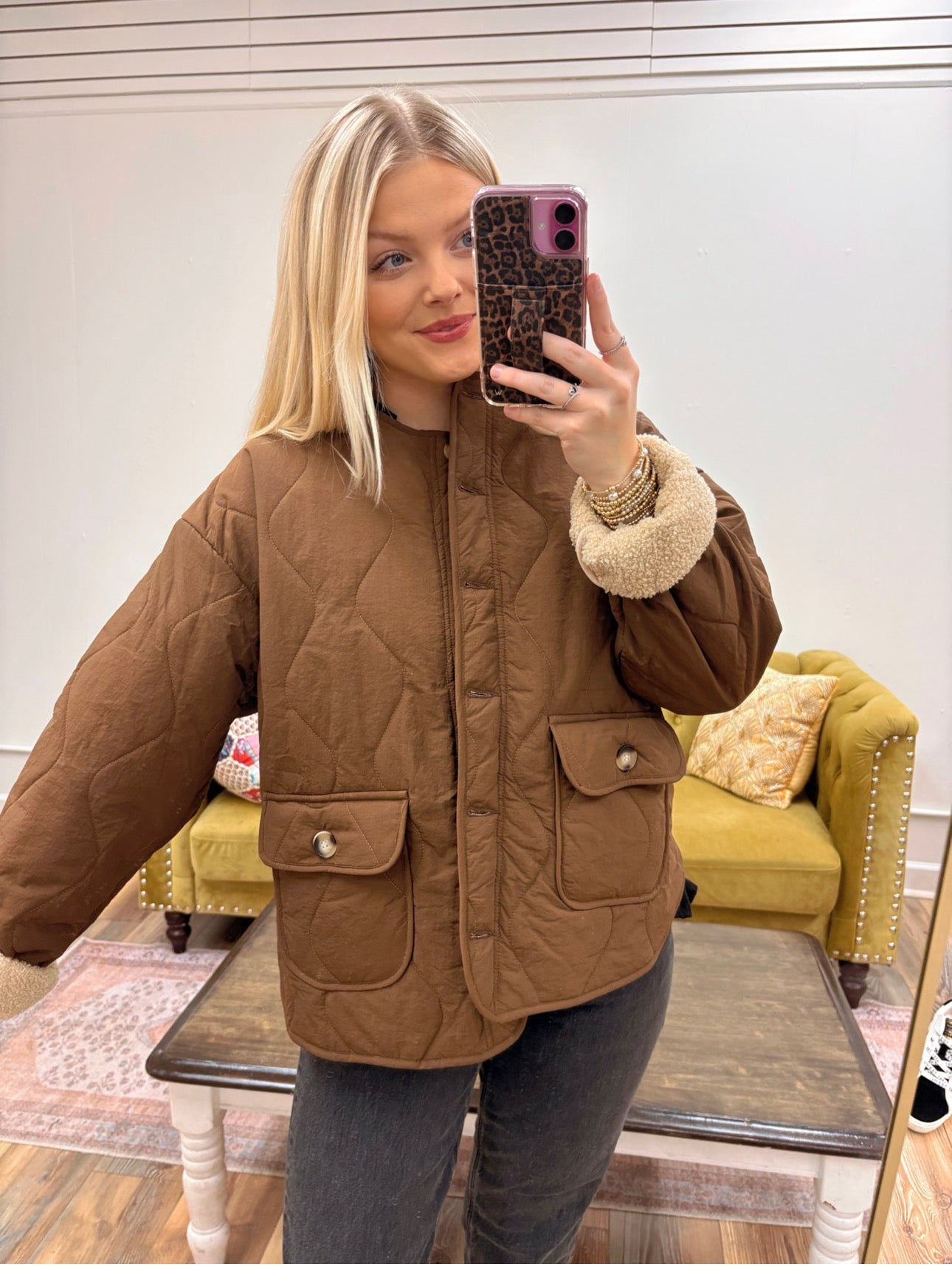 Quilted Sherpa Lined Puffer Jacket