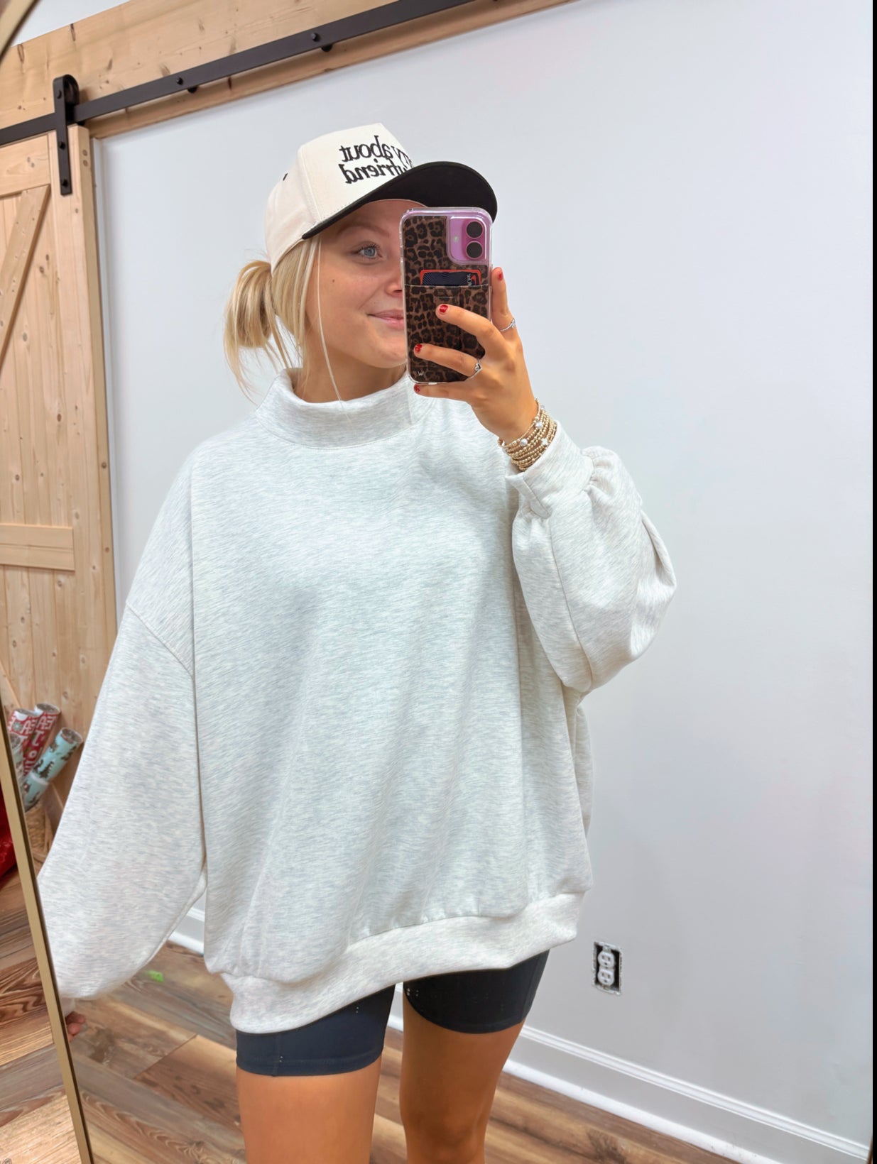 Oversized Grey Mock Neck Sweatshirt