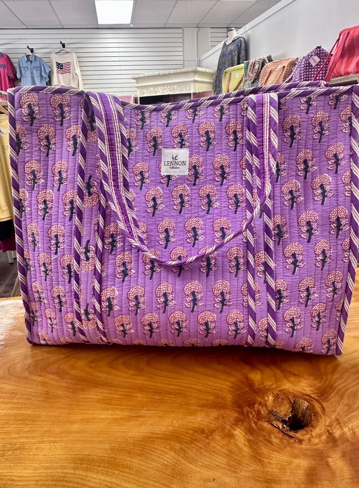 Purple Floral Tote Bag