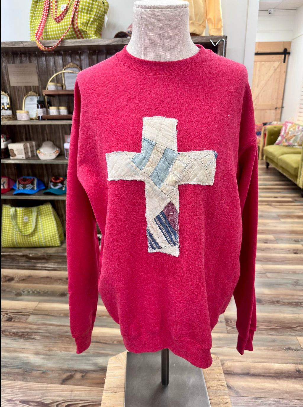 Handmade Sweatshirt With Quilted Cross 2/3