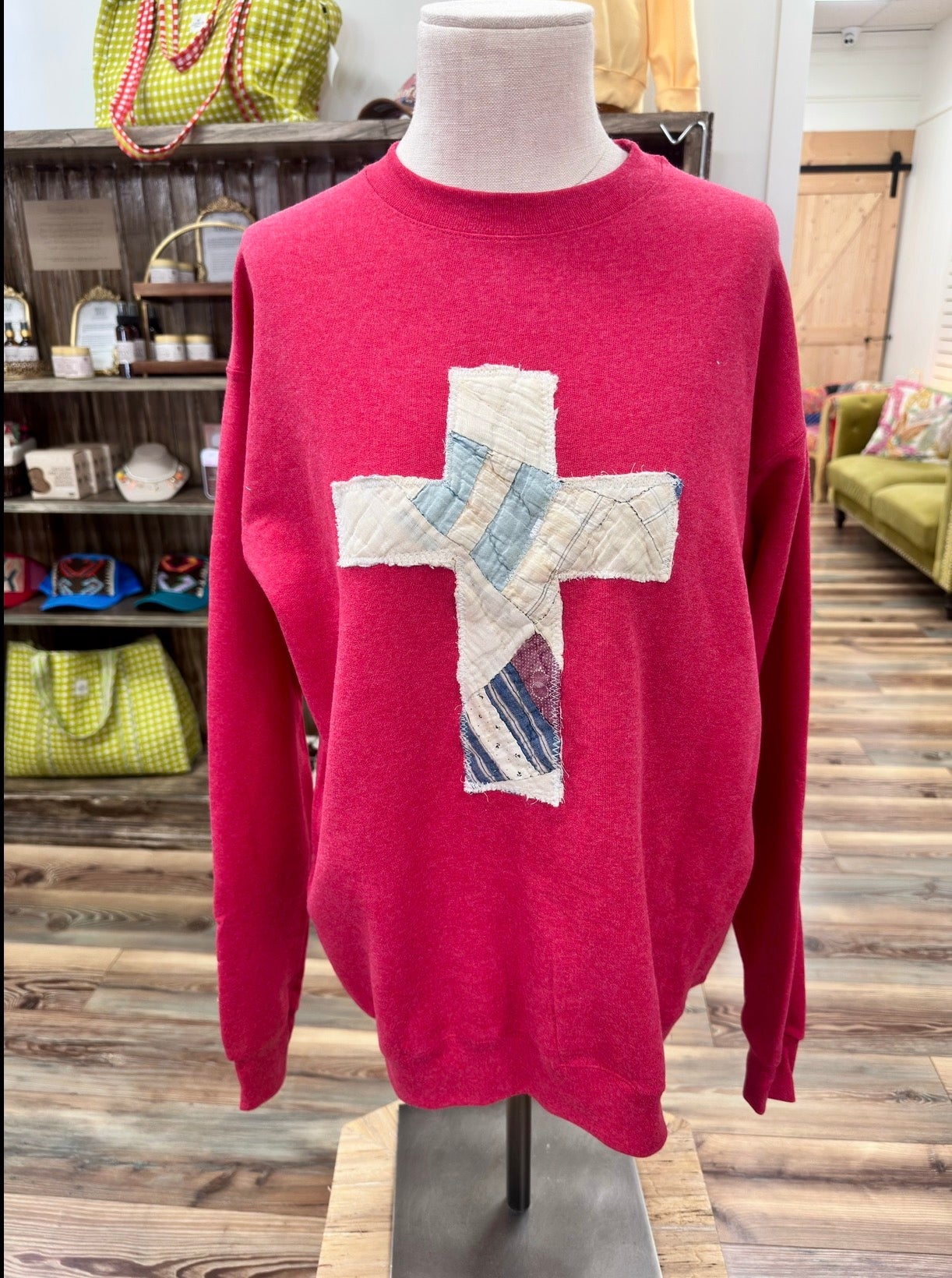 Handmade Sweatshirt With Quilted Cross 2/3