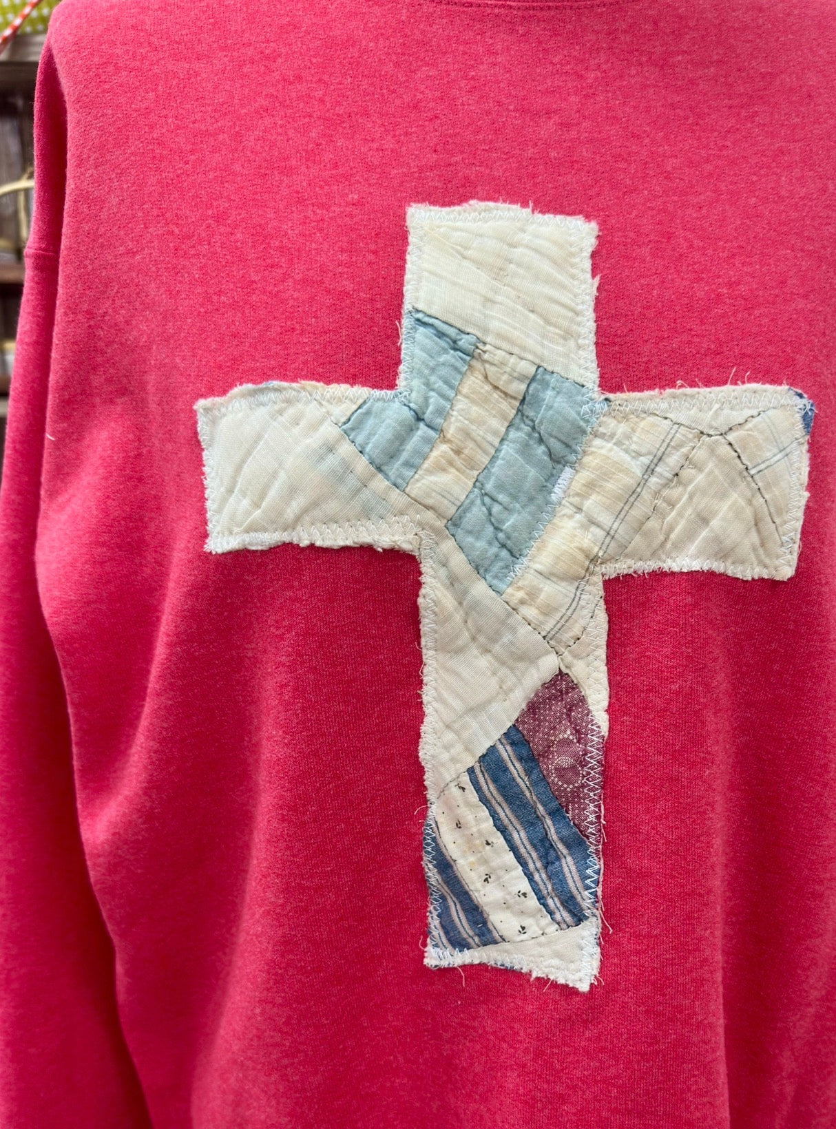 Handmade Sweatshirt With Quilted Cross 2/3