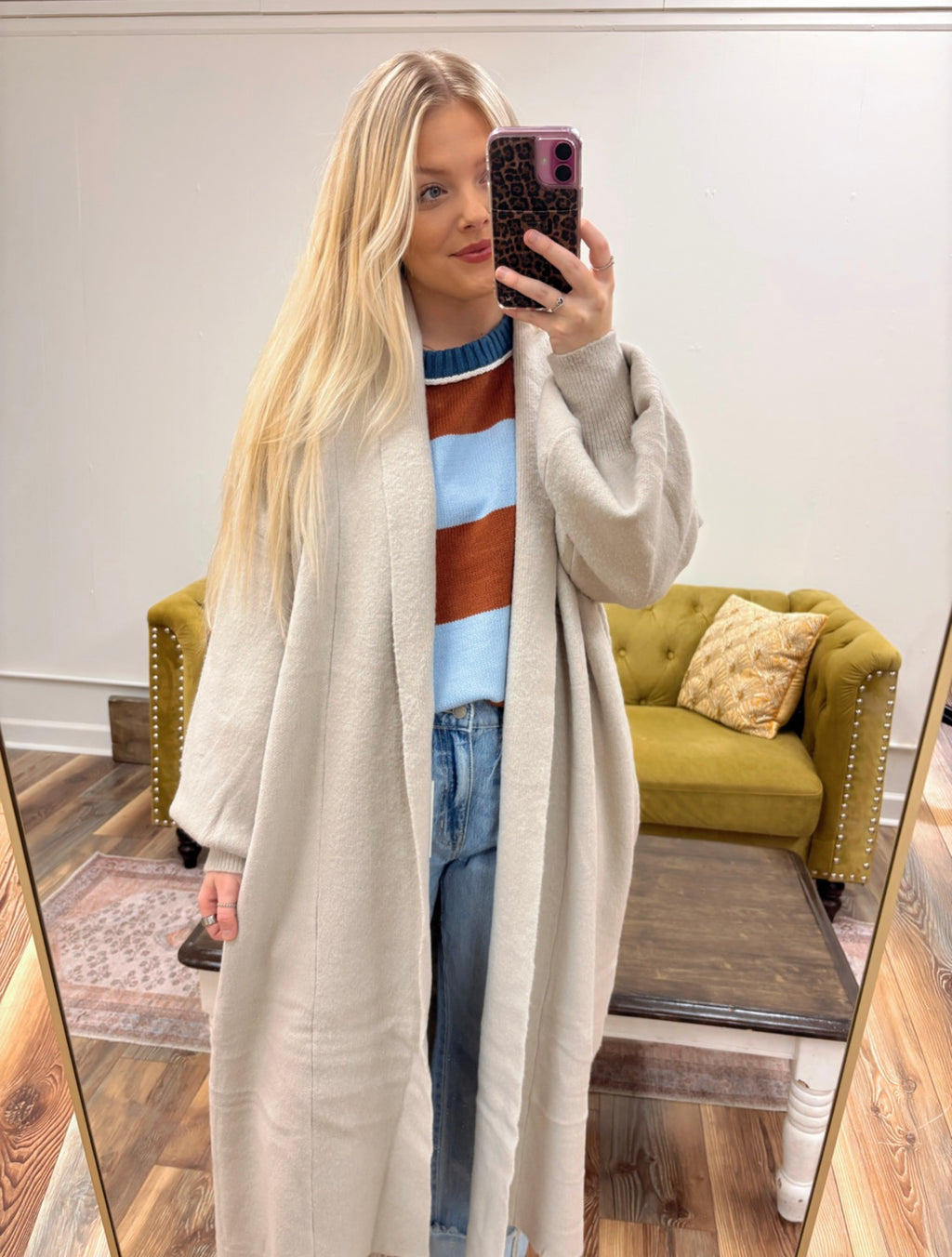 Light Beige Lone Line Cardigan