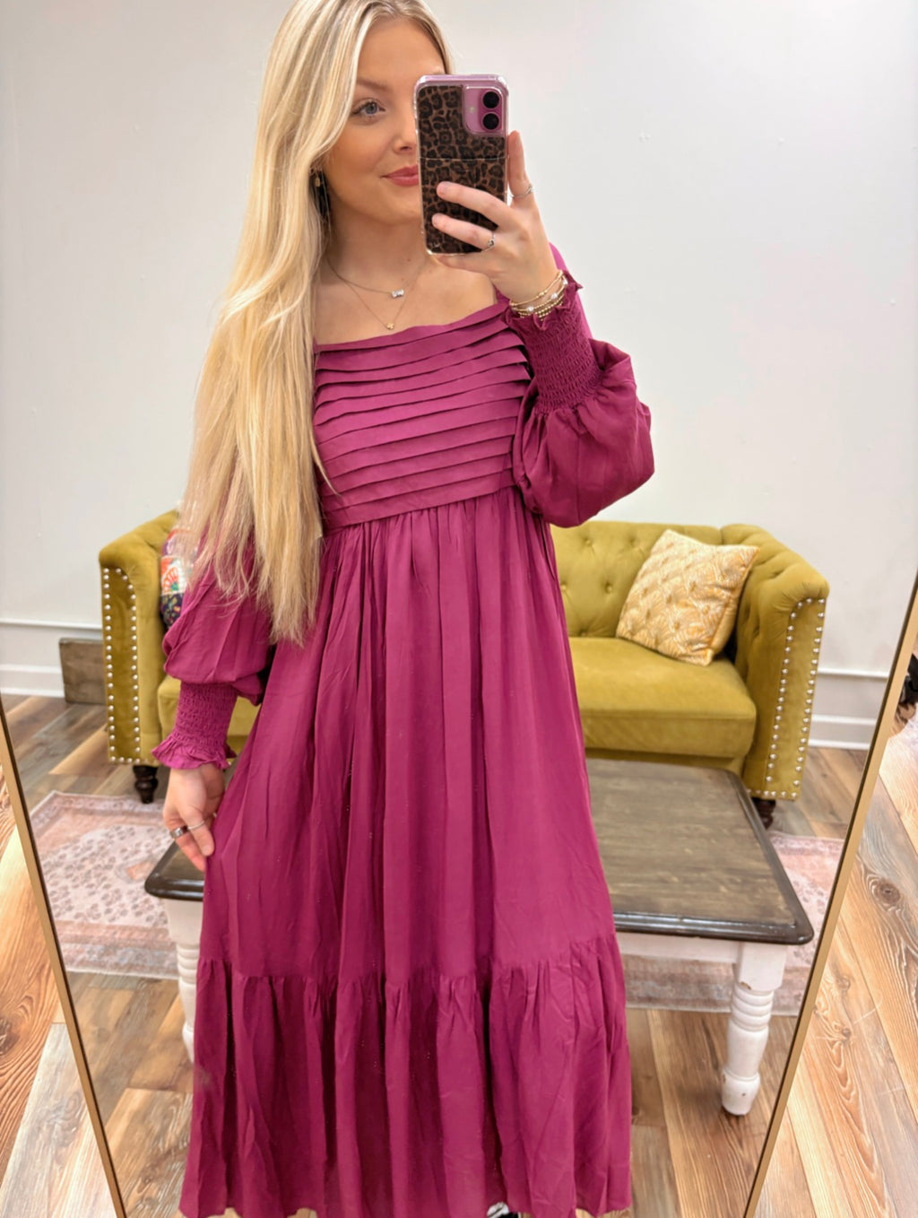 Mulberry Pleated Maxi Dress