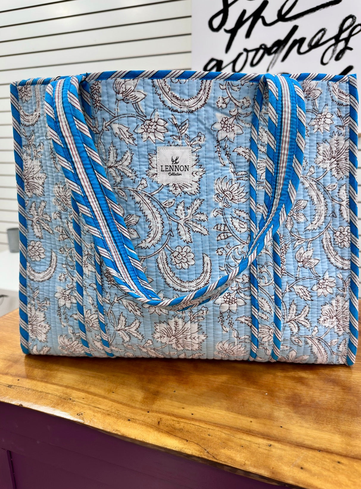 Light Blue Blossom Tote Bag