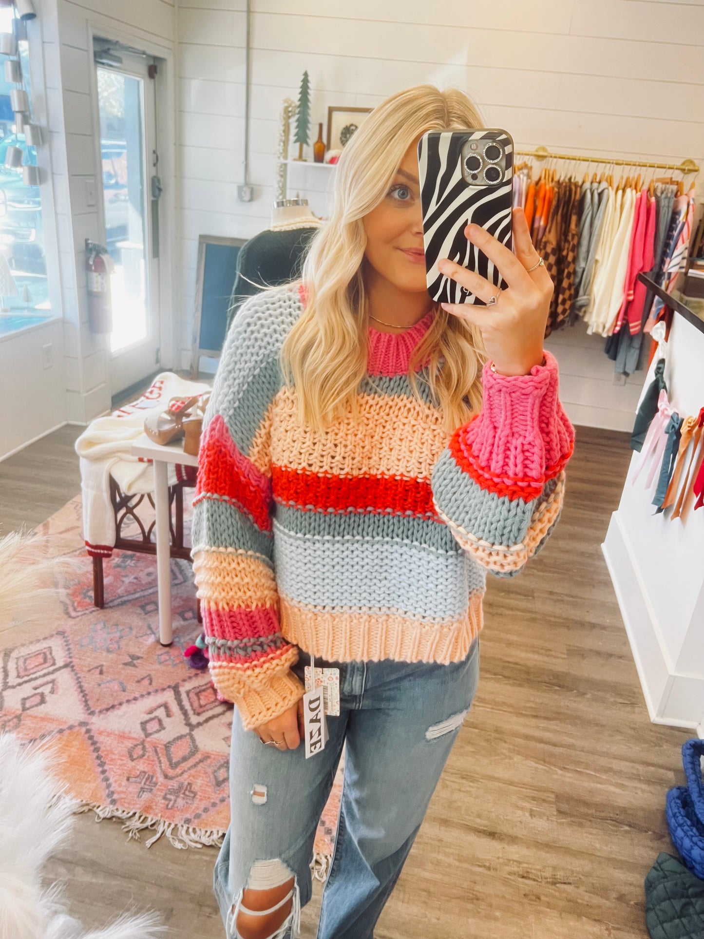 Colorful knit sweater