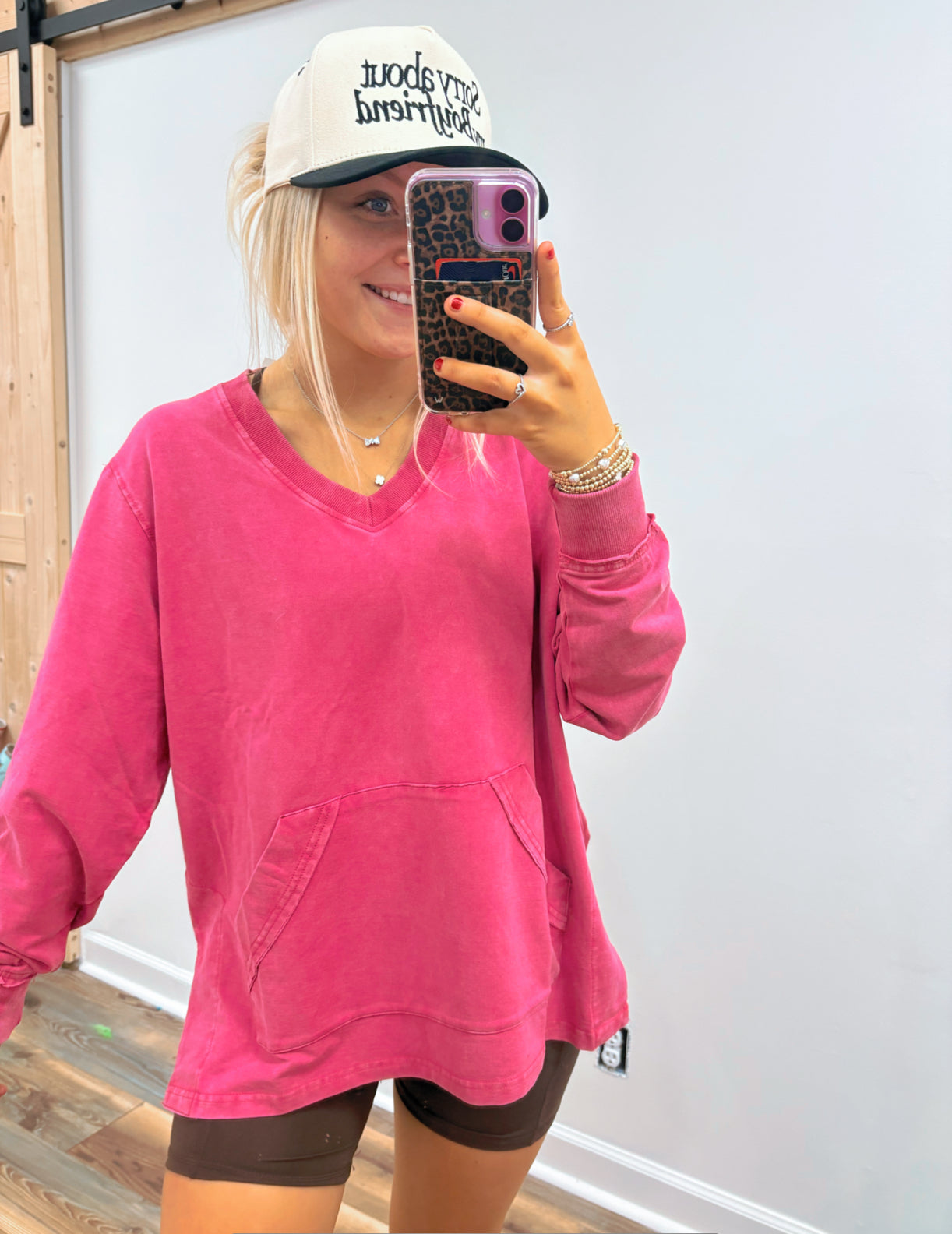 Plum Pink V-Neck Pullover