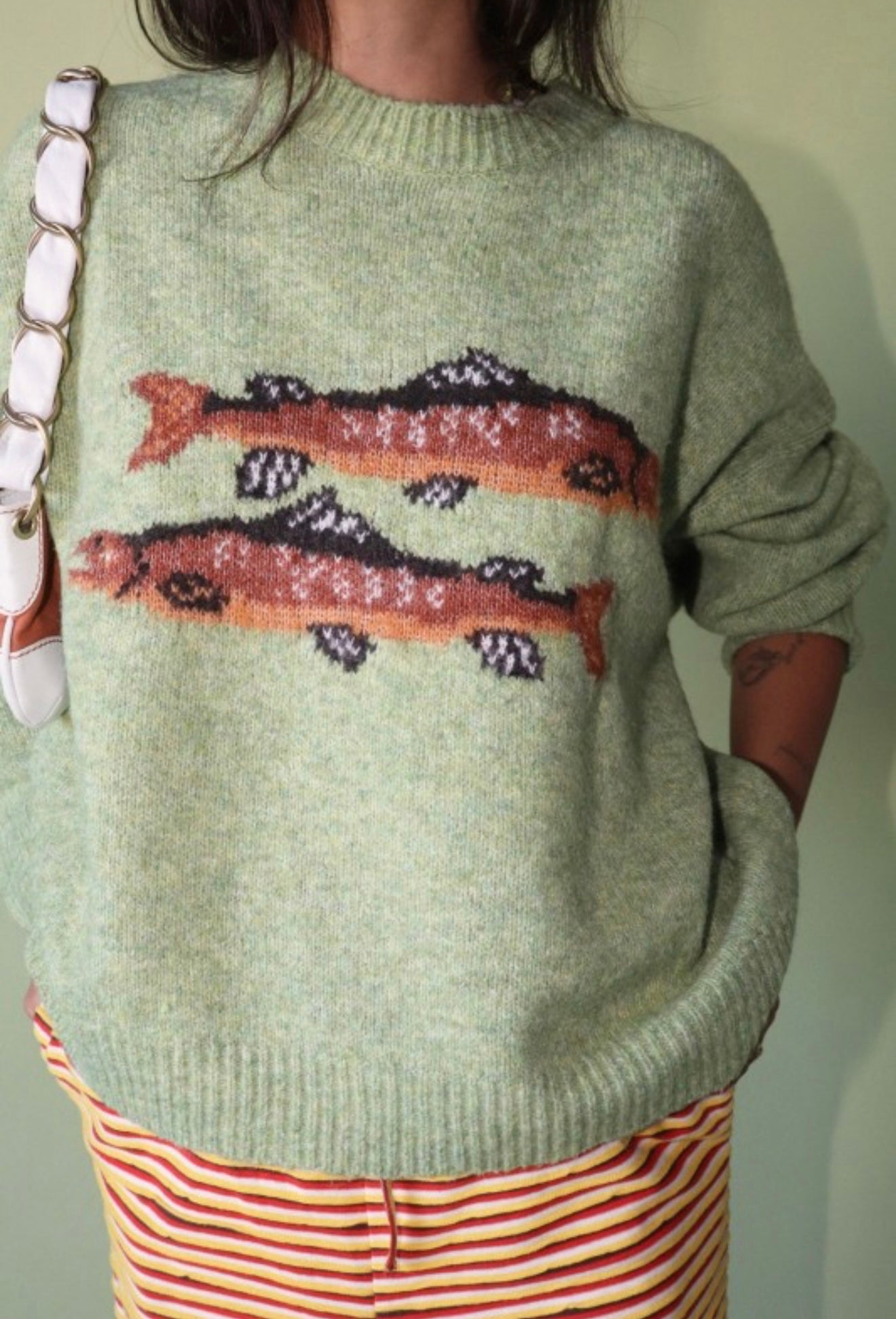 Spring Green Fish Sweater