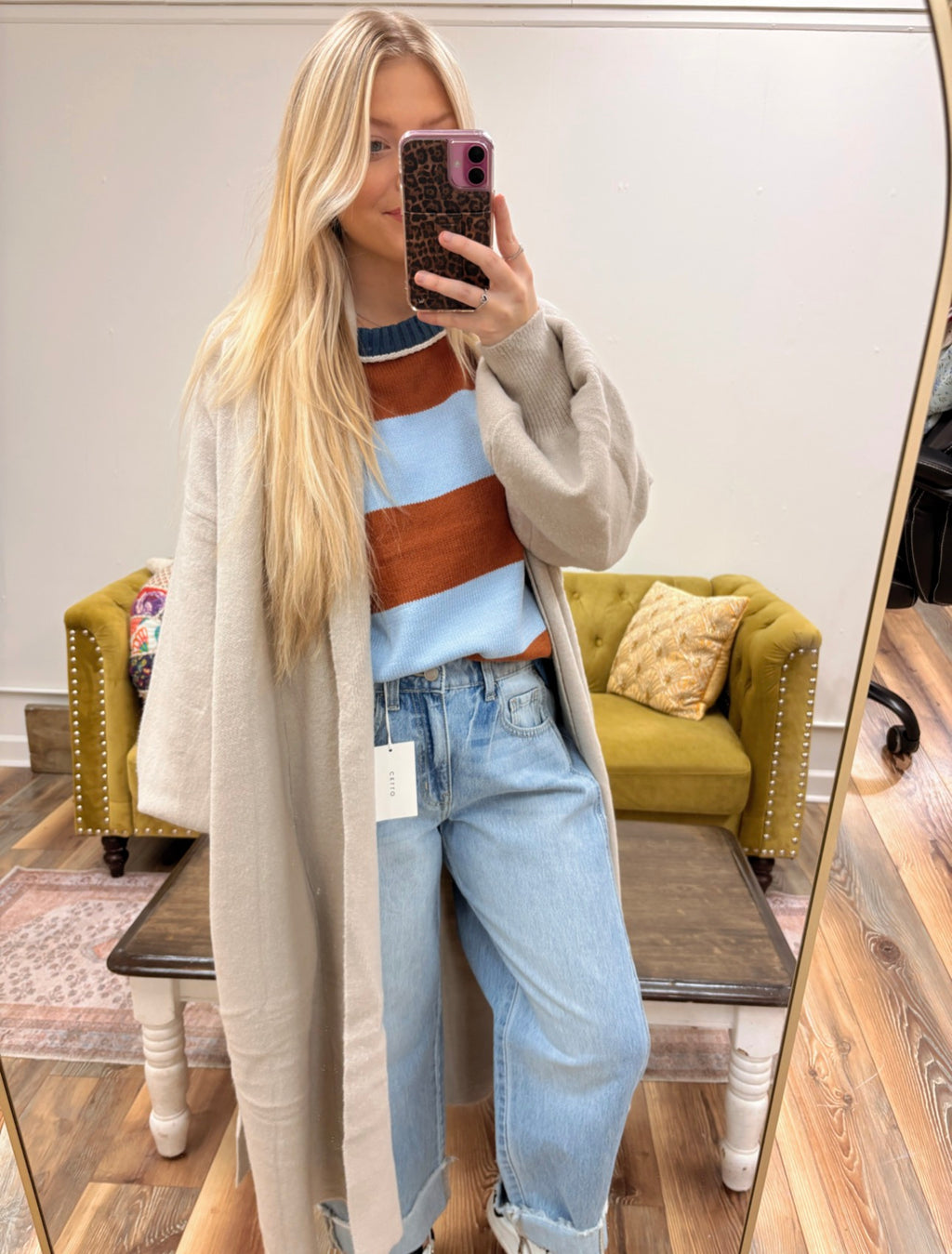 Light Beige Lone Line Cardigan