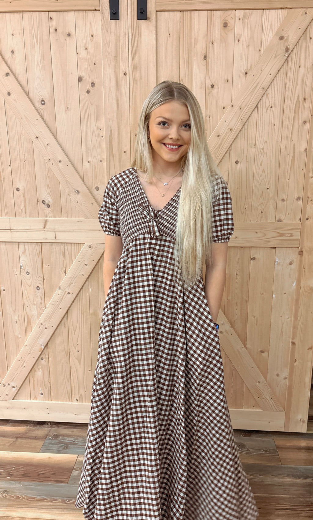 Smocked Gingham Maxi Dress