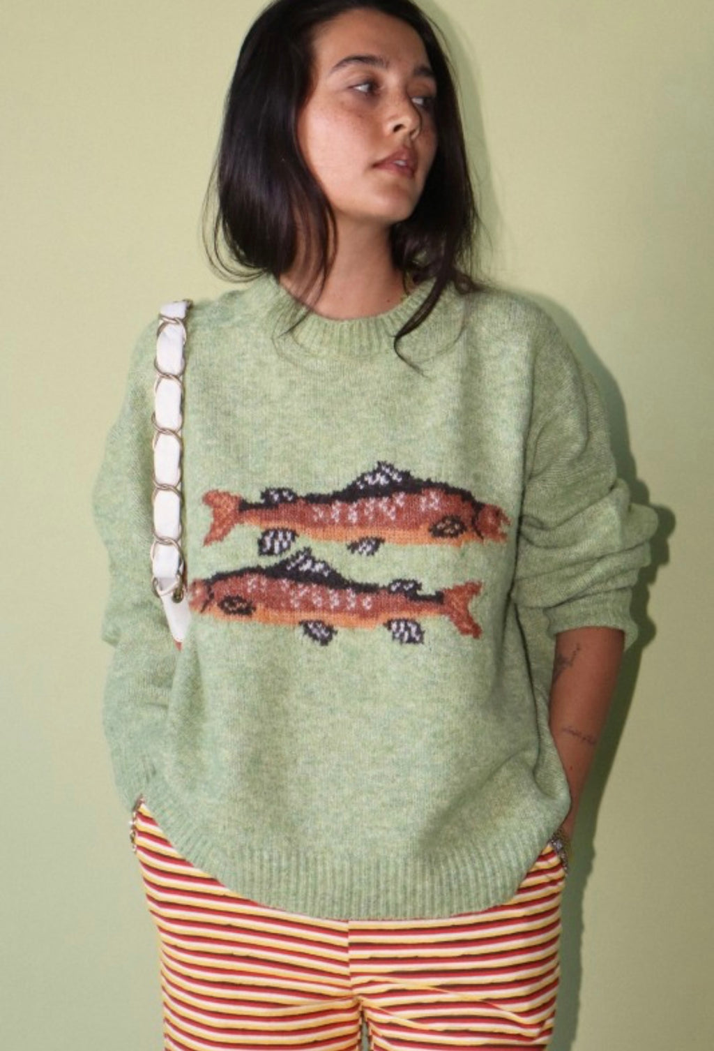 Spring Green Fish Sweater