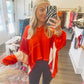 Red Color Block Top