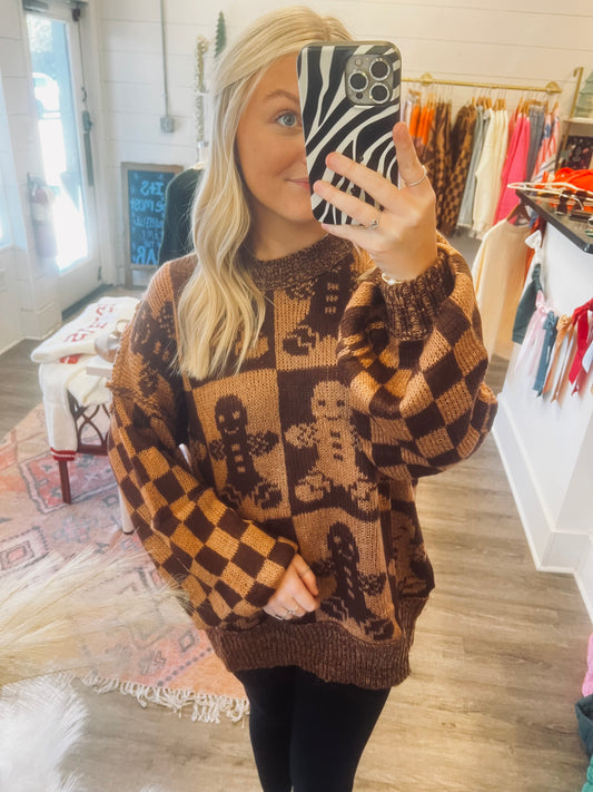 Checkered Ginger Bread Sweater