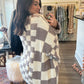 Oversize checkered cardigan