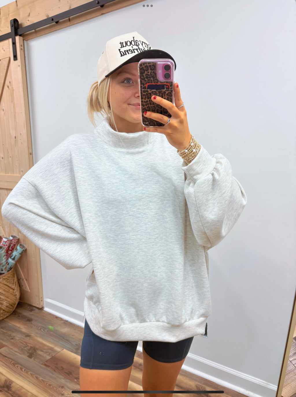 Oversized Grey Mock Neck Sweatshirt
