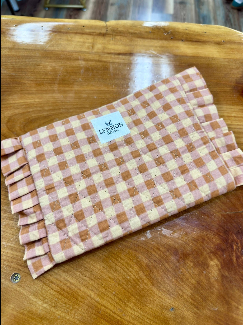 Peach Gingham Pouch