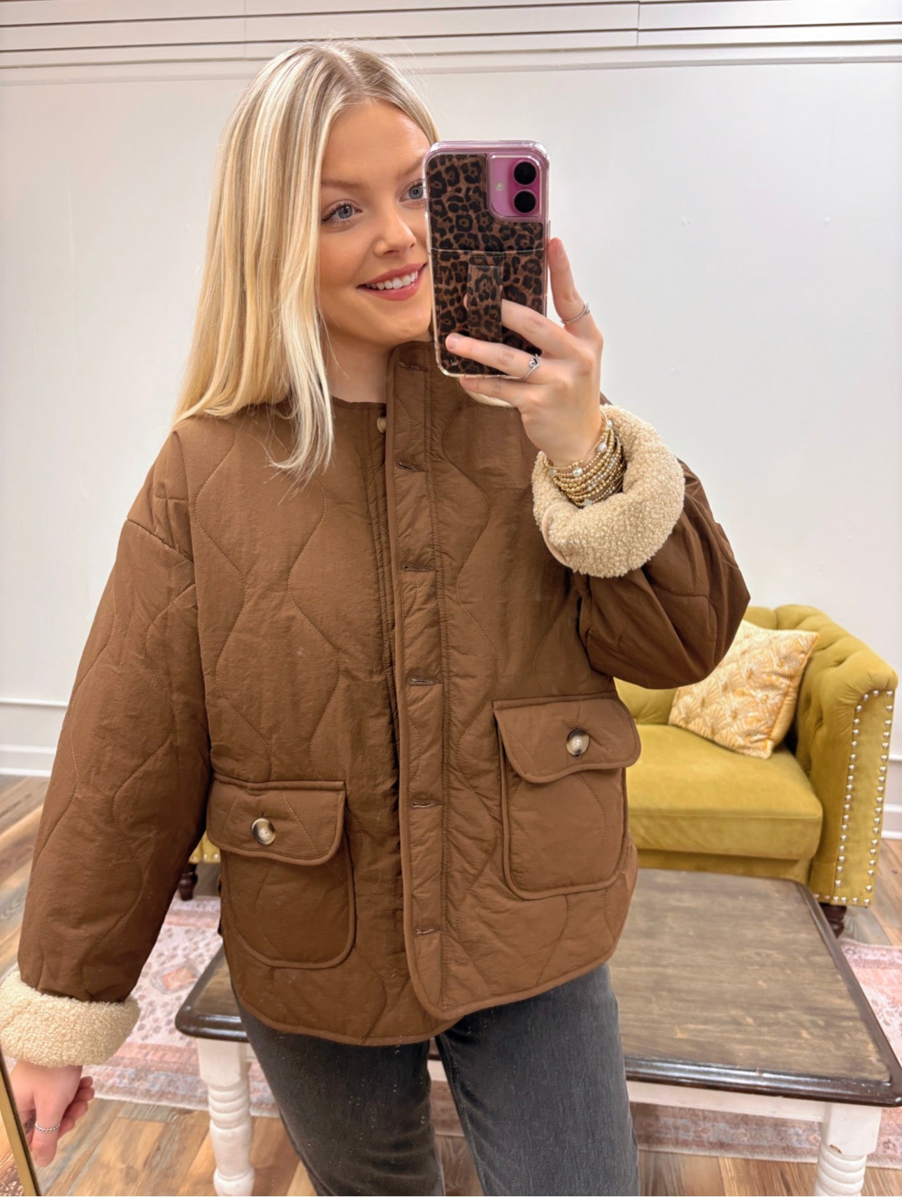 Quilted Sherpa Lined Puffer Jacket