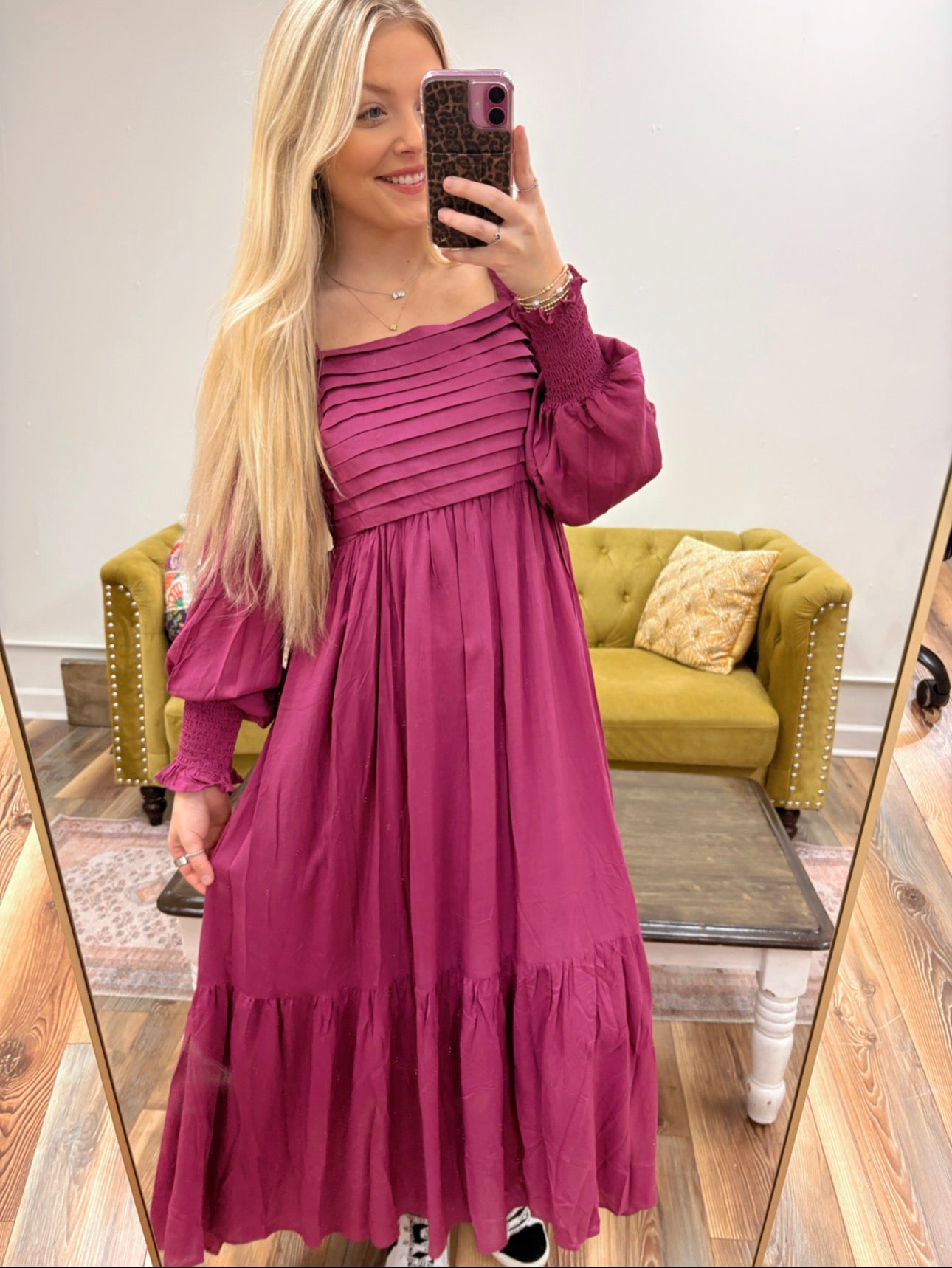 Mulberry Pleated Maxi Dress