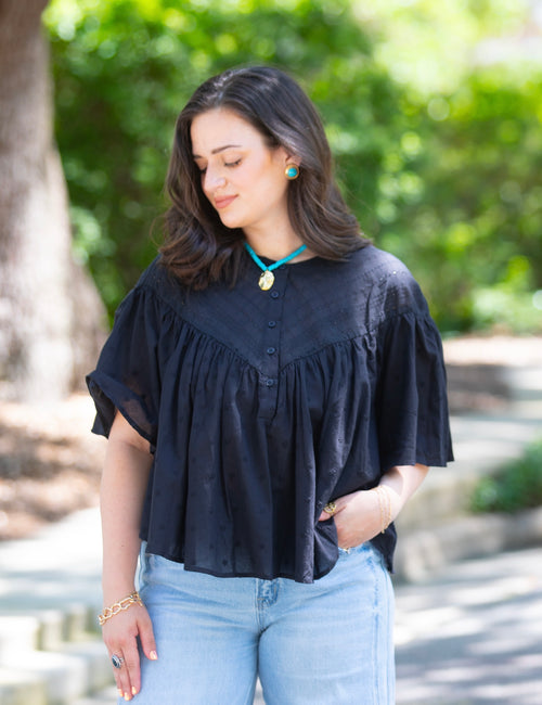 Black Embroidered Blouse