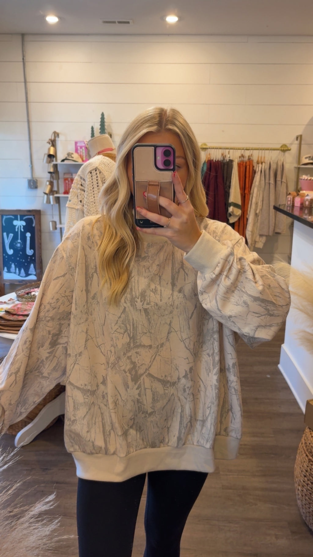 Light Wash Camouflage Mockneck Sweatshirt