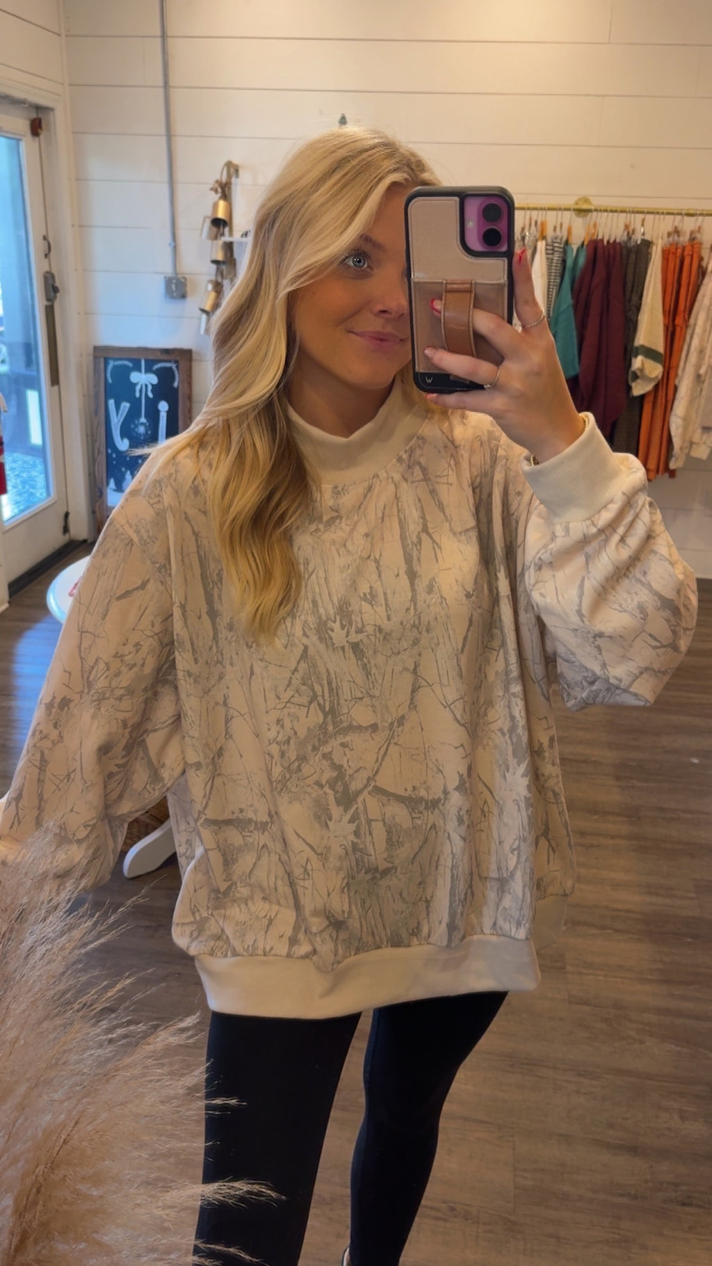 Light Wash Camouflage Mockneck Sweatshirt