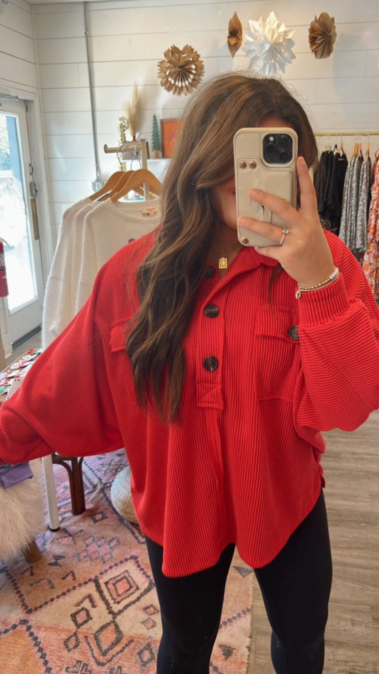 Candy Apple Red Henley Top