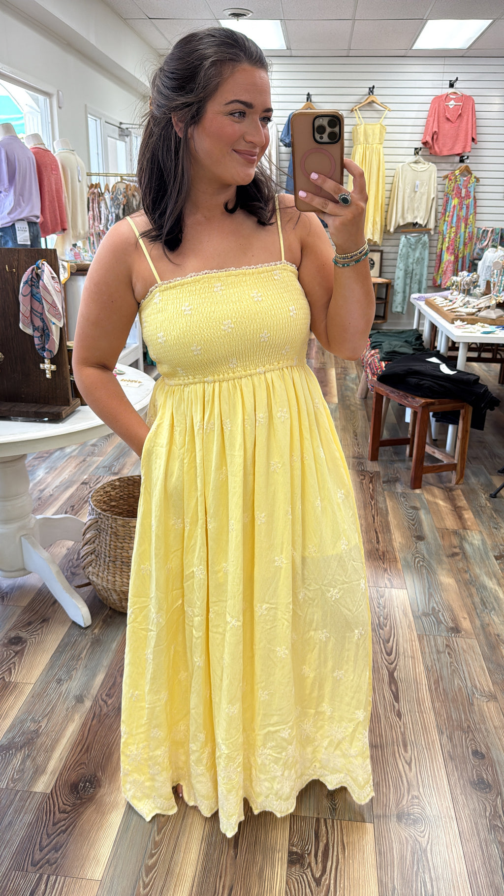 Daisy Yellow Embroidered Maxi Dress