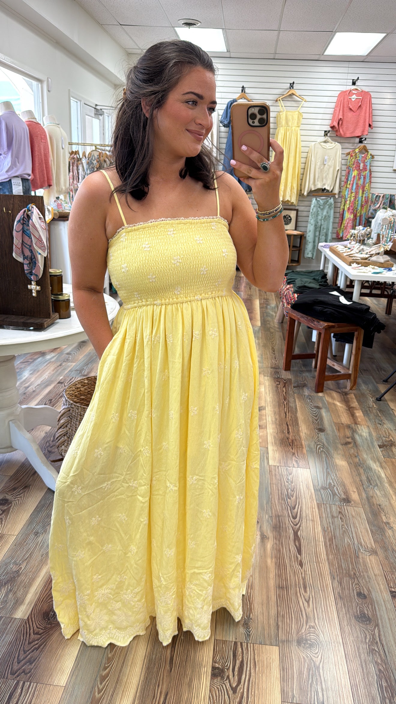 Daisy Yellow Embroidered Maxi Dress