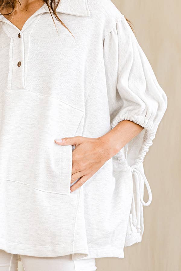 Grey Henley Pullover Top