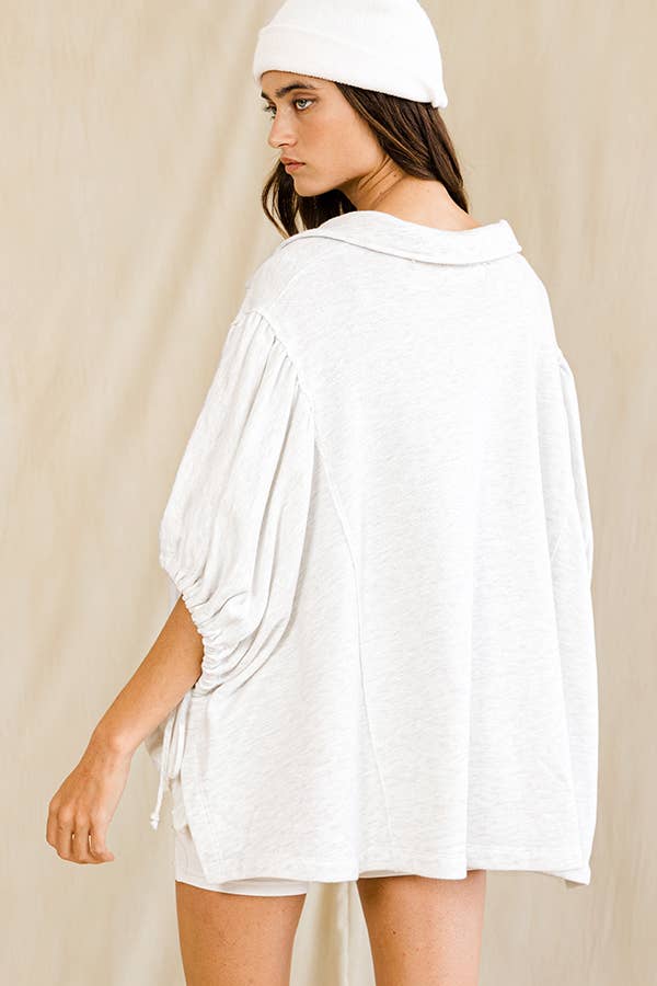 Grey Henley Pullover Top