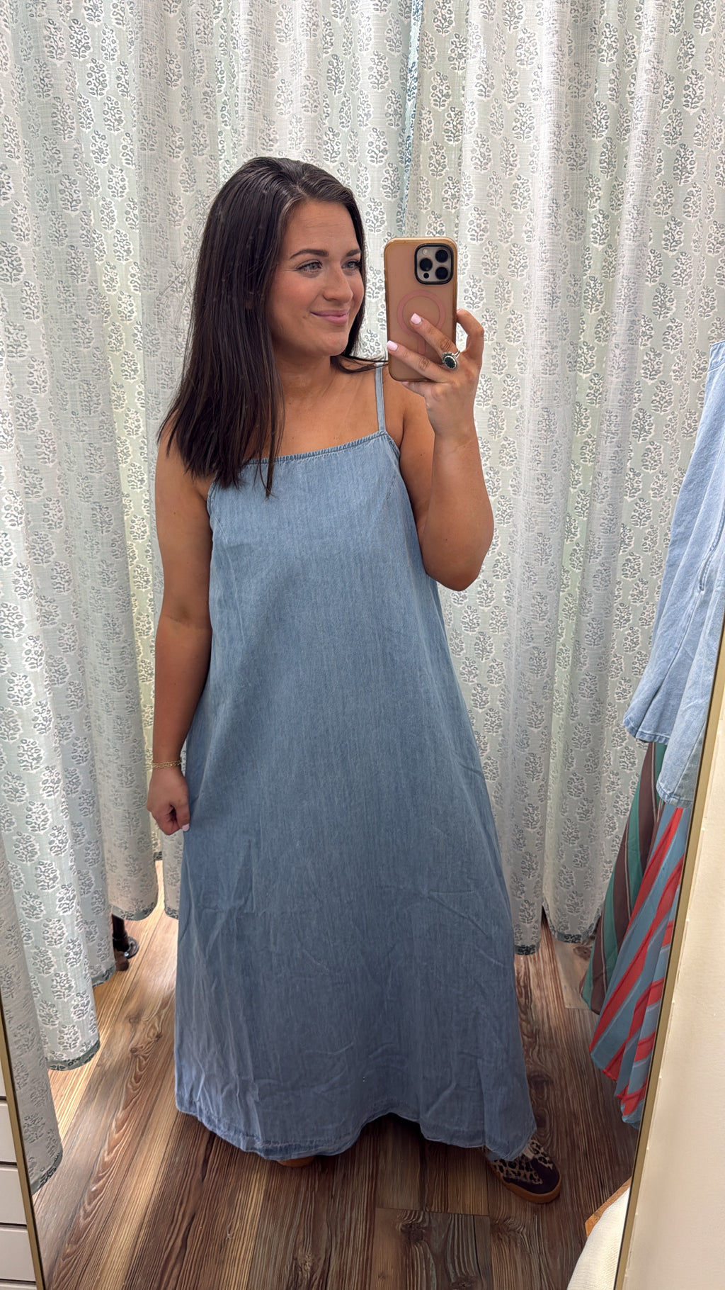 Spaghetti Strap Denim Maxi Dress