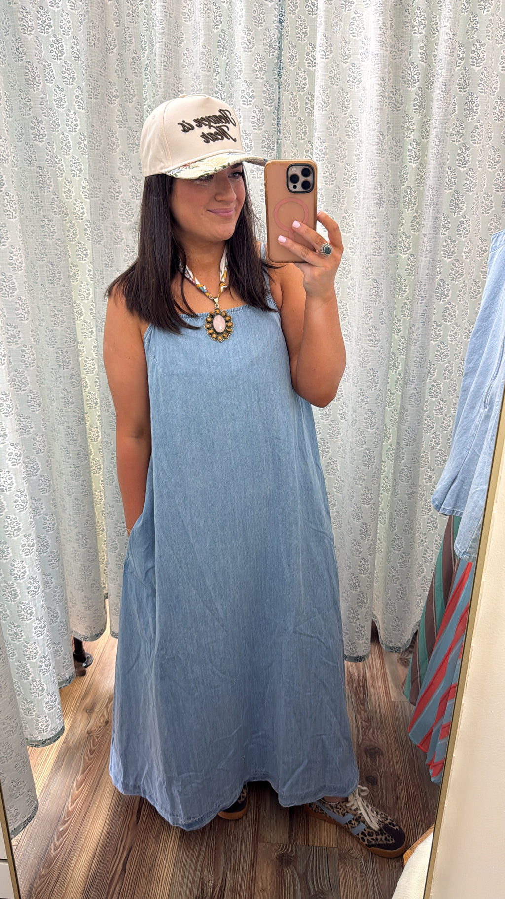 Spaghetti Strap Denim Maxi Dress