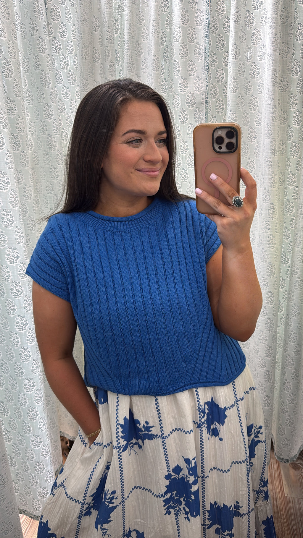 Royal Blue Round Neck Sweater Top