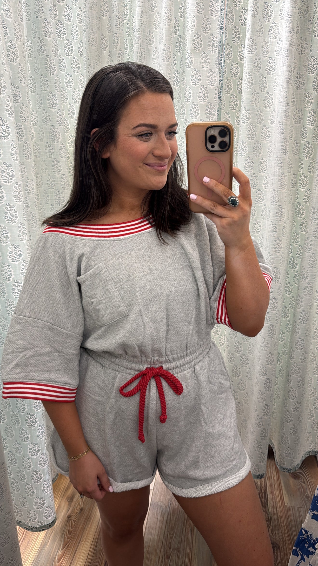 Heather Grey Ribbed Terry Romper