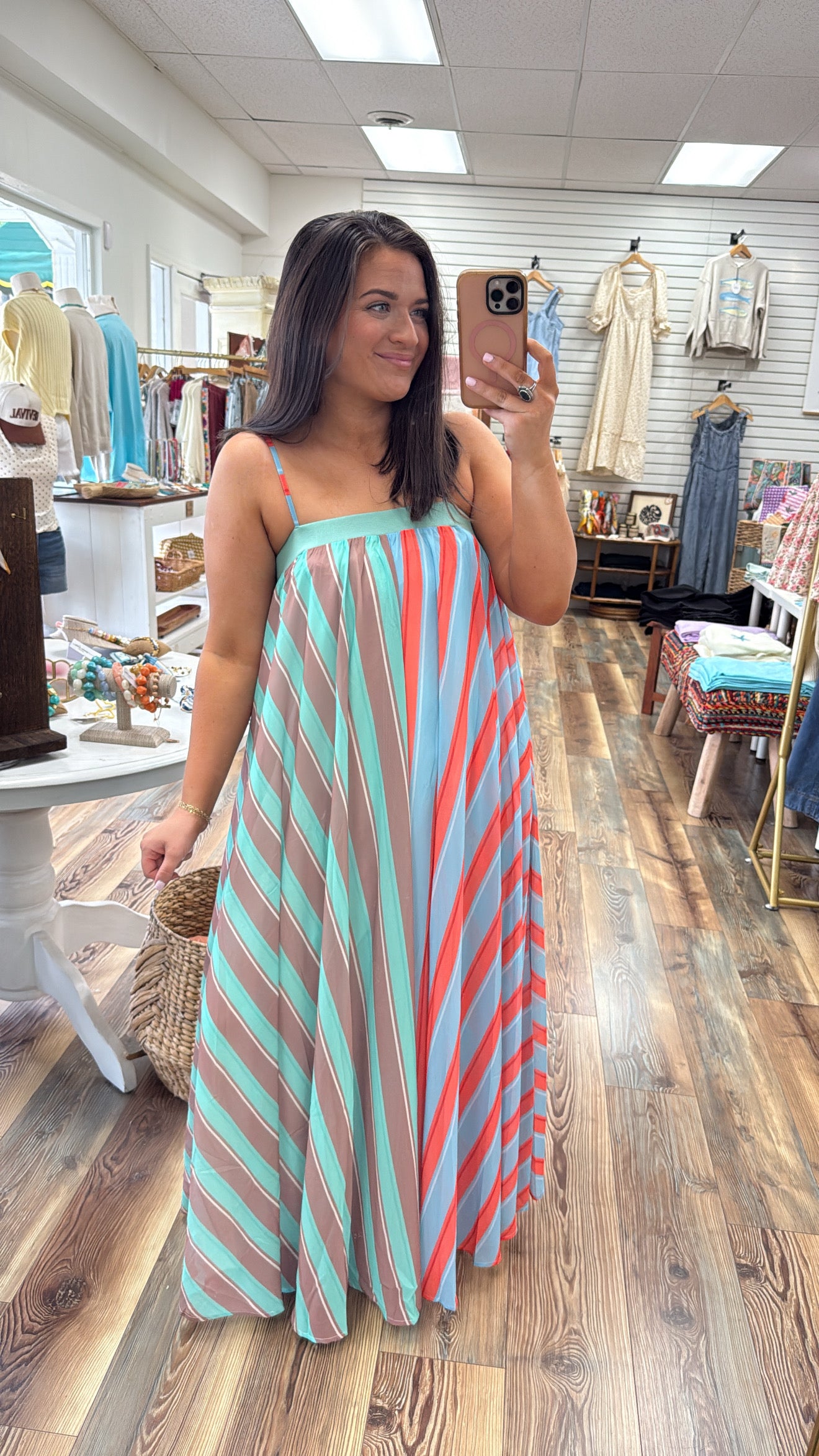 Striped Sunset Breeze Maxi Dress