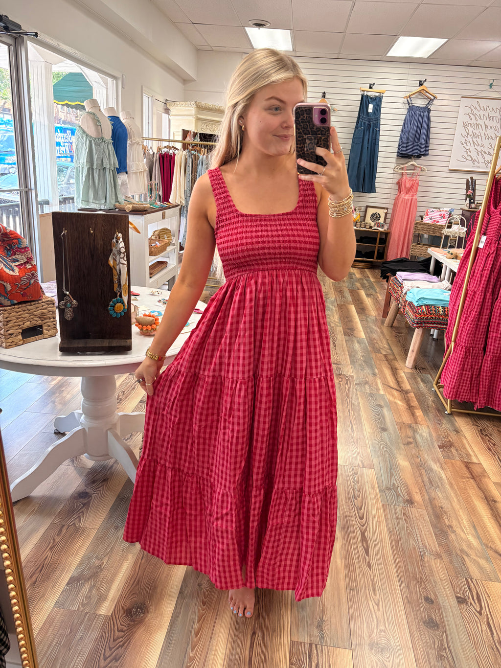Fuchsia Gingham Maxi