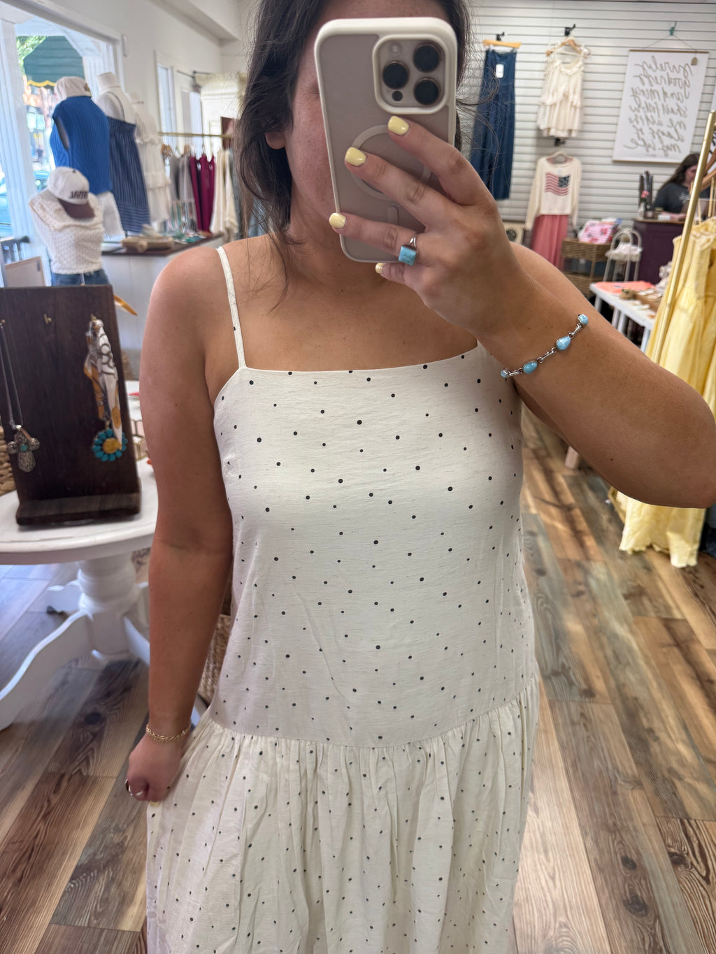 Polka Dot-Print Drop-Waist Cami Maxi Dress