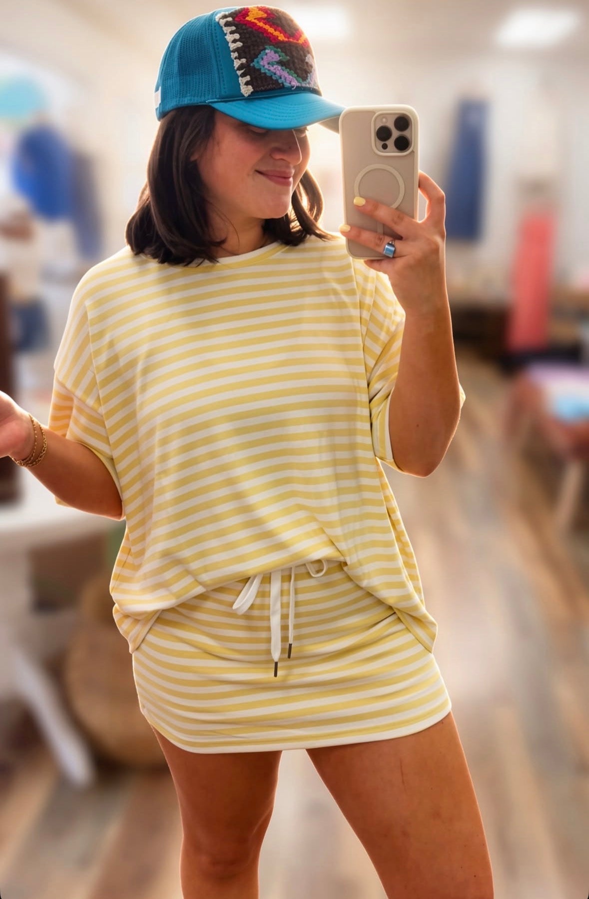 Butter Yellow Striped Skort Set