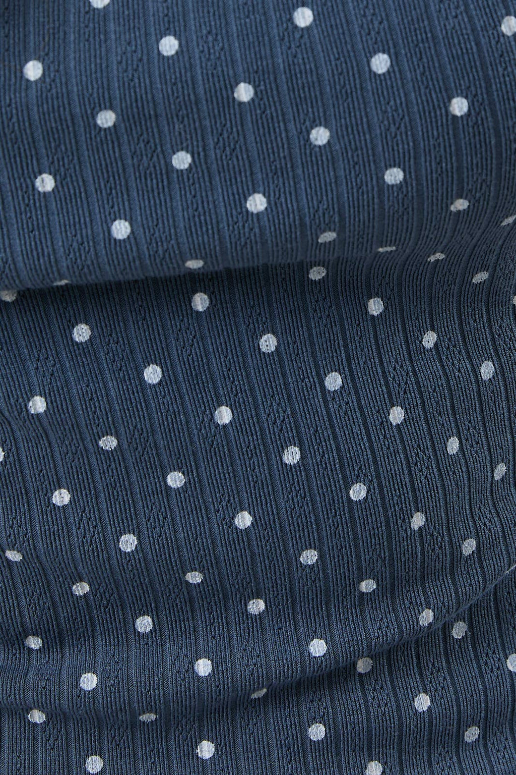 Sleeveless Navy Polka Dot Rib Top