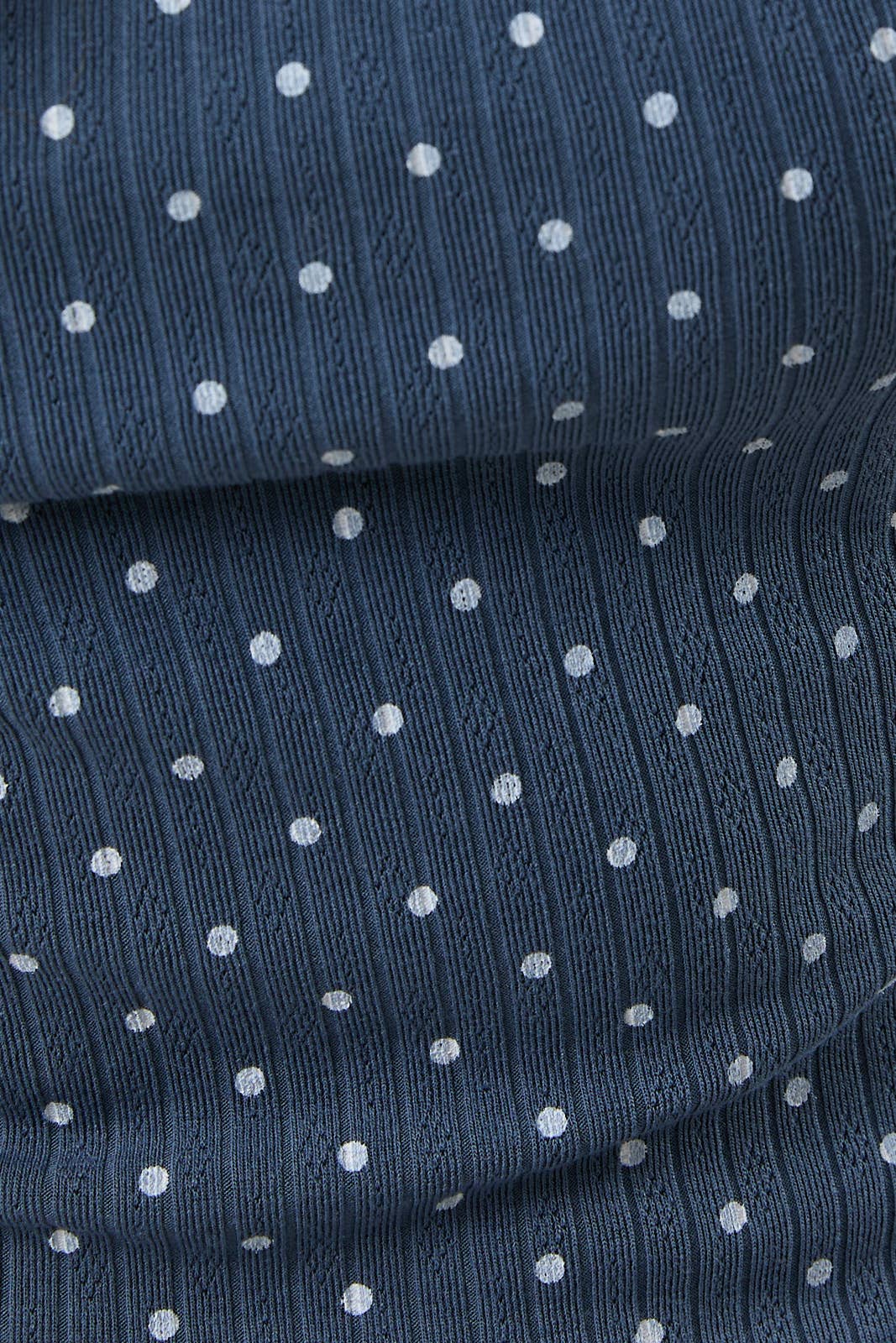 Sleeveless Navy Polka Dot Rib Top