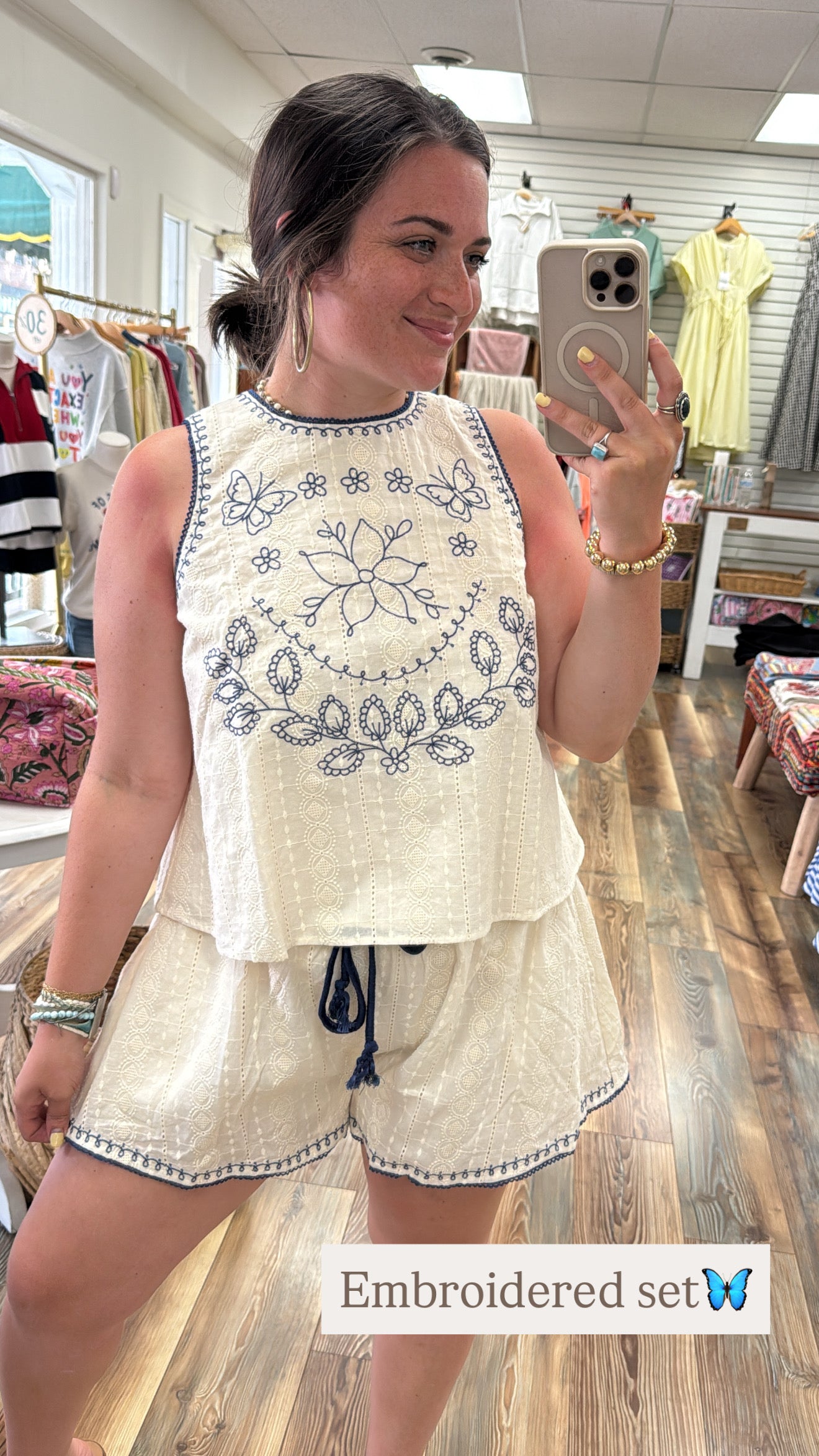 Powder Blue Embroidered Tank Top