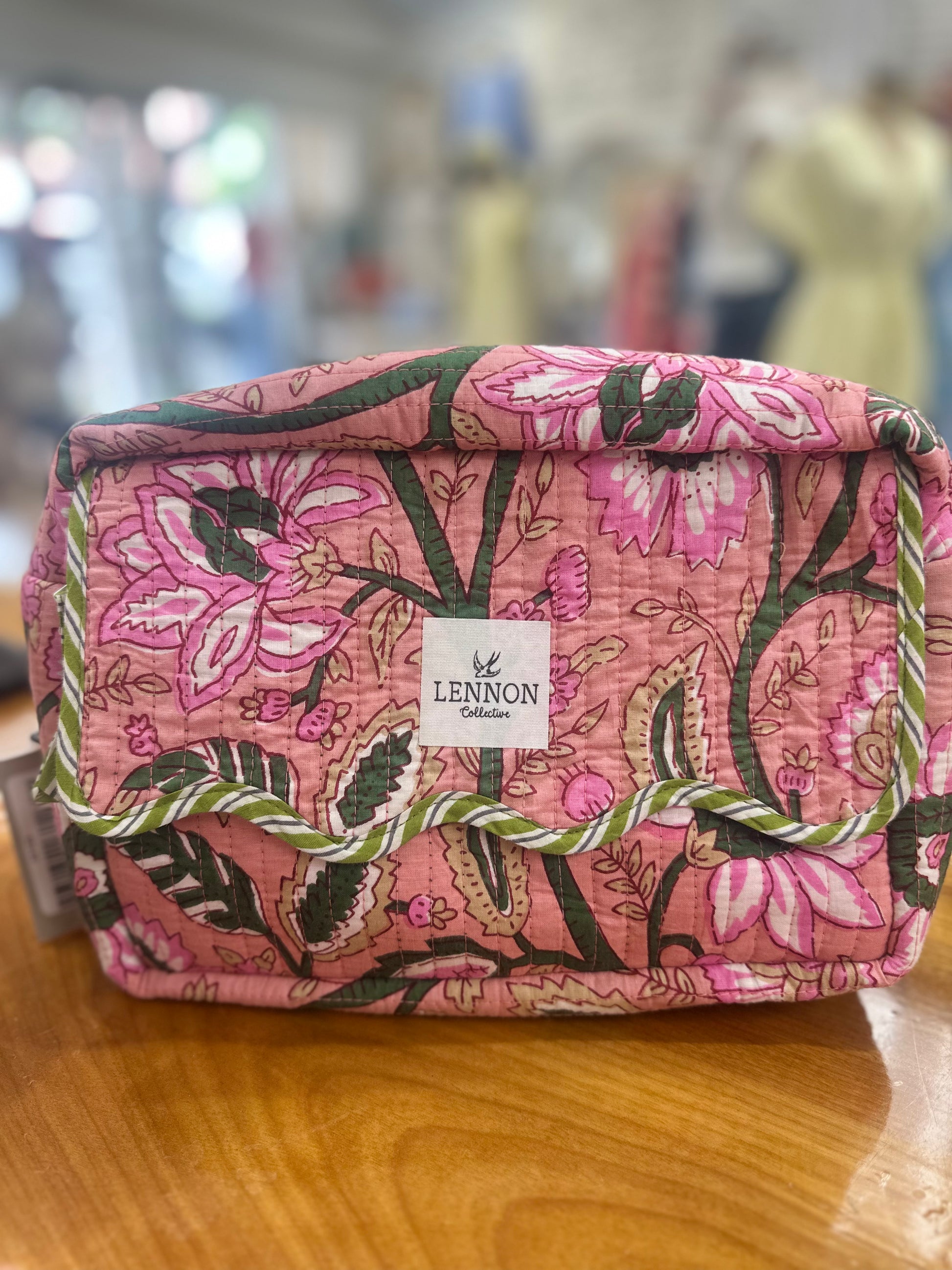 Pink Floral Scalloped Cosmetic Bag