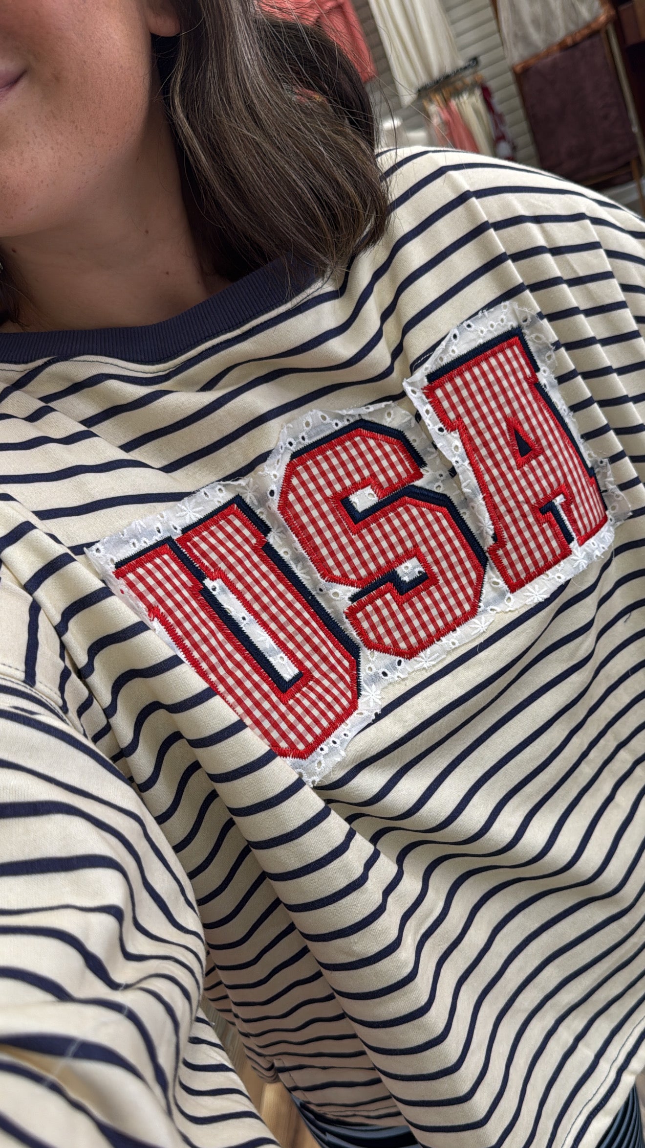 USA Striped Oversized Sweatshirt